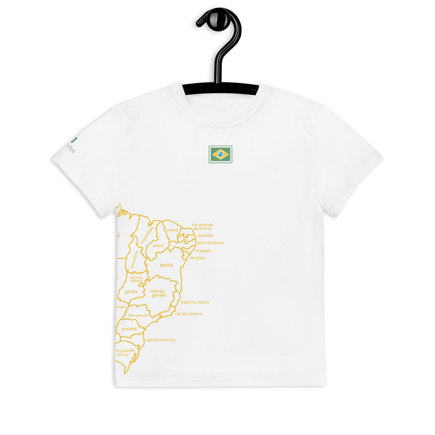 Camiseta Poliéster Juvenil - Brasil Mapa - unissex (diversos tamanhos)