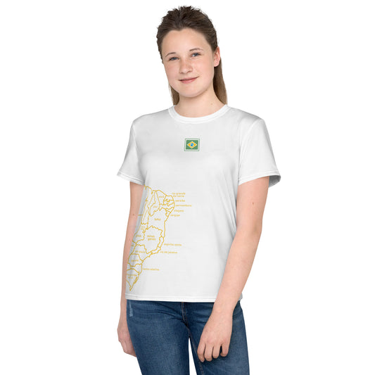 Camiseta Poliéster Juvenil - Brasil Mapa - unissex (diversos tamanhos)